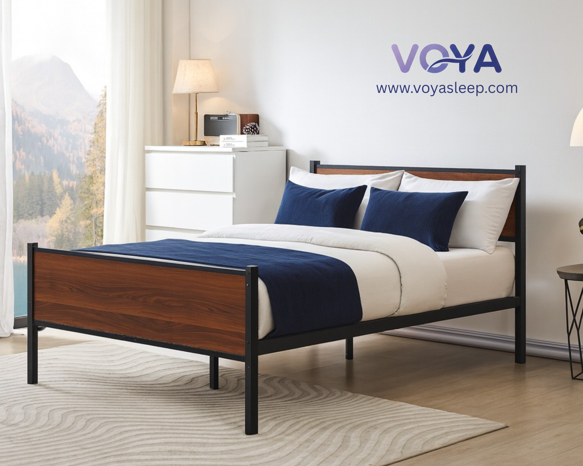 Voya Wood Metal Bed